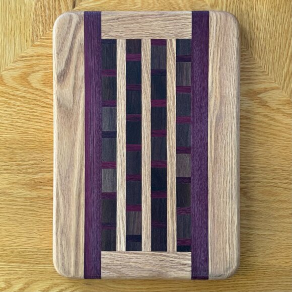 Cutting Board Walnut / Purple Heart / Oak Hardwoods Hand Crafted Reversi… - Picture 1 of 6